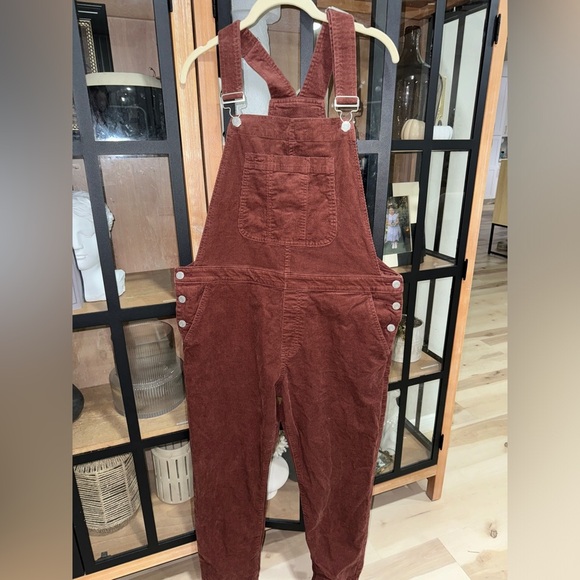 GAP Corduroy overalls long skinny burnt russet straight leg slouchy autumn fall - Picture 1 of 10
